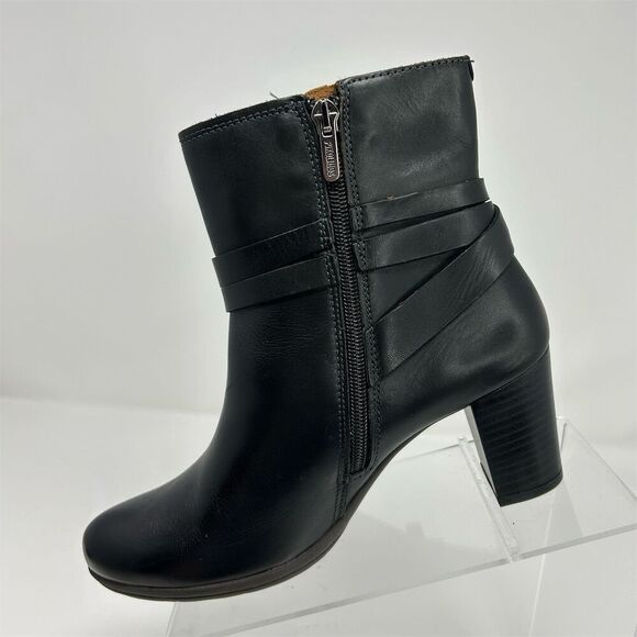 Pikolinos Black Leather Heeled Ankle Booties Size 37 (US 6.5-7) Classic Fall - Picture 4 of 13